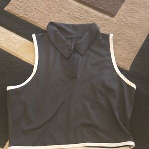 SHEIN Black and White Collared Crop Top